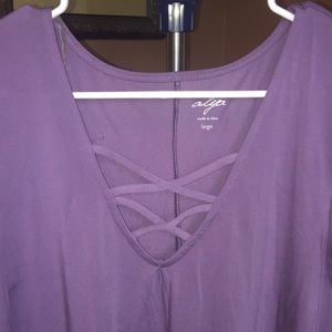 Purple fitted long sleeve dress